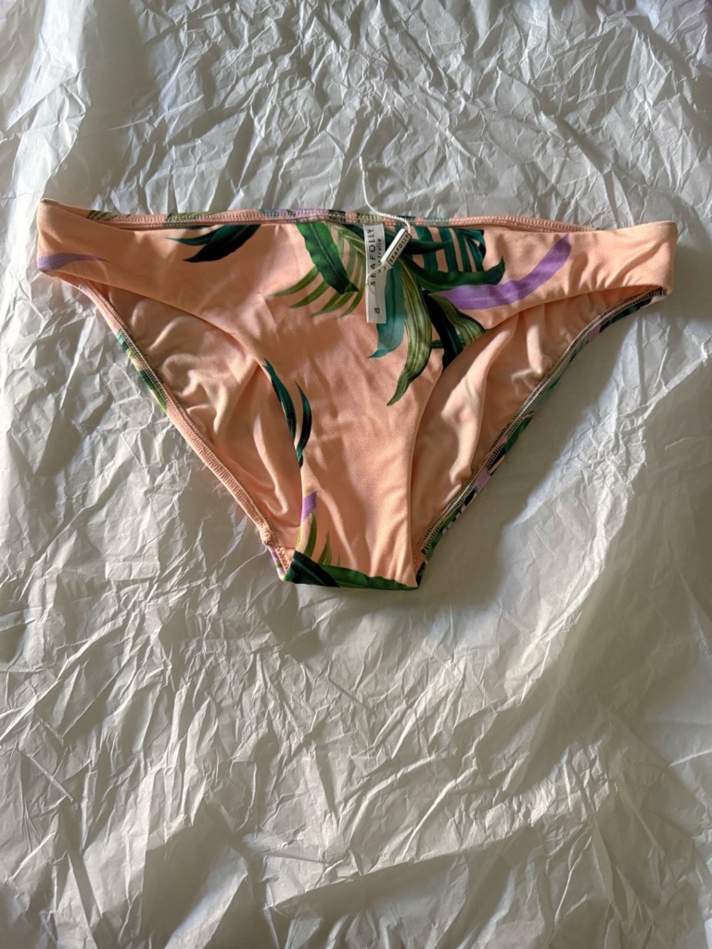 SEAFOLLY Women's Swim Las Palmas Peach Multi-Coloured Floral Bikini Bottom